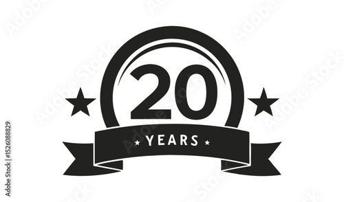 20 years anniversary badge retro style emblem