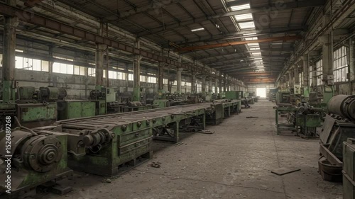 Wallpaper Mural Abandoned industrial warehouse with machinery and dust Torontodigital.ca