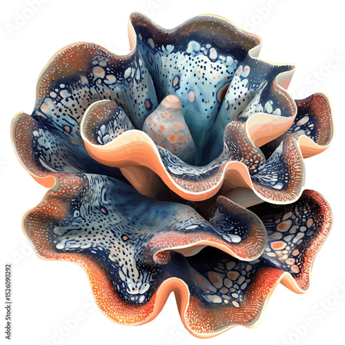 Giant Clam Close Up 2D flat vector illustration, isolated on a white background.