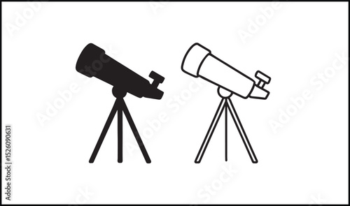 Telescope vector outline and silhouette design