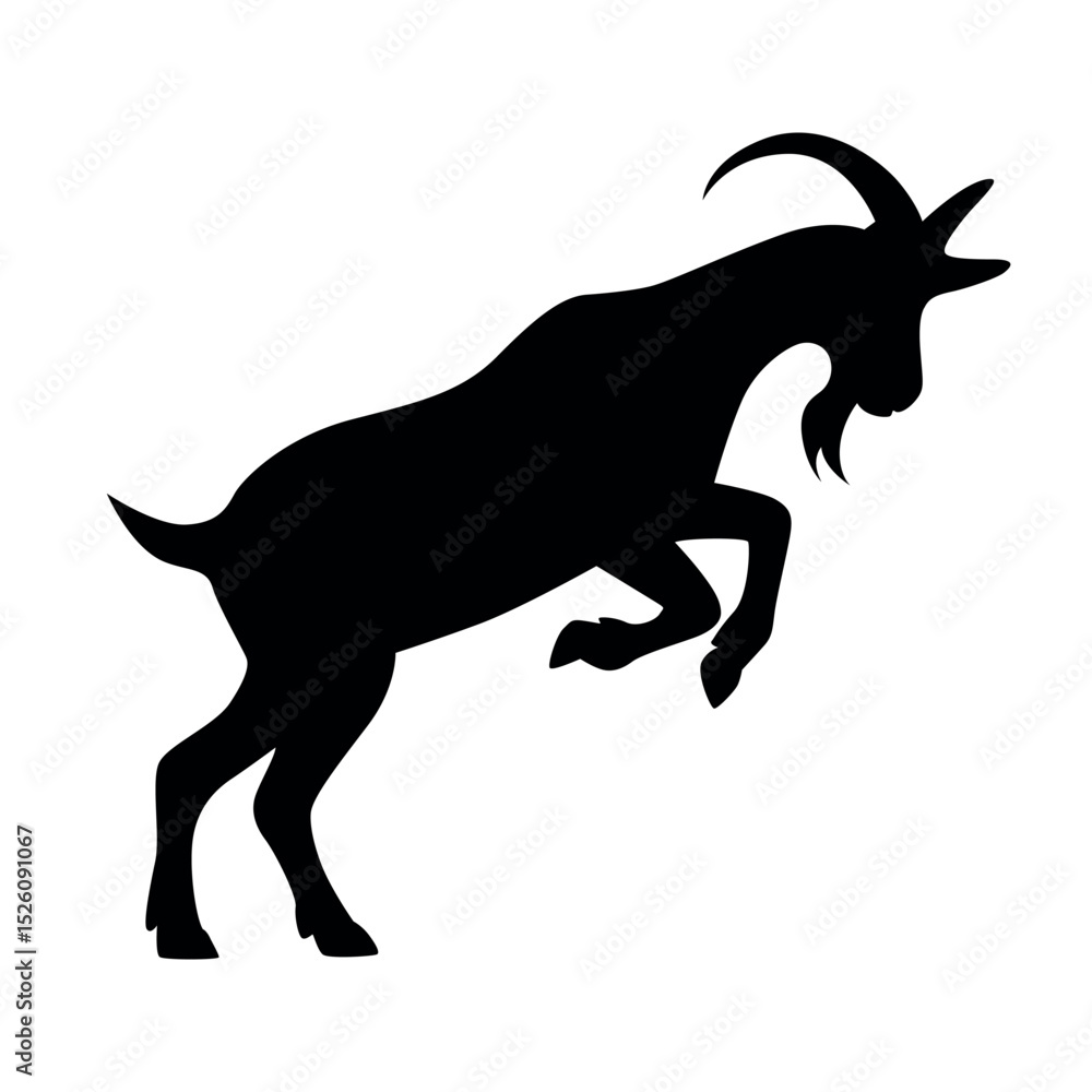 Fototapeta premium Jumping goat silhouette side view vector art