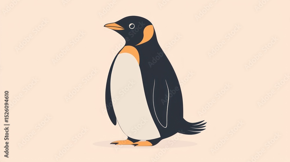 Obraz premium Cute Penguin Illustration on Pastel Background