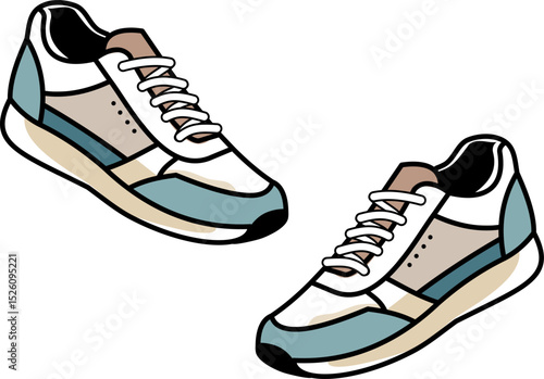 sneakers vector illustration, manual hand traced