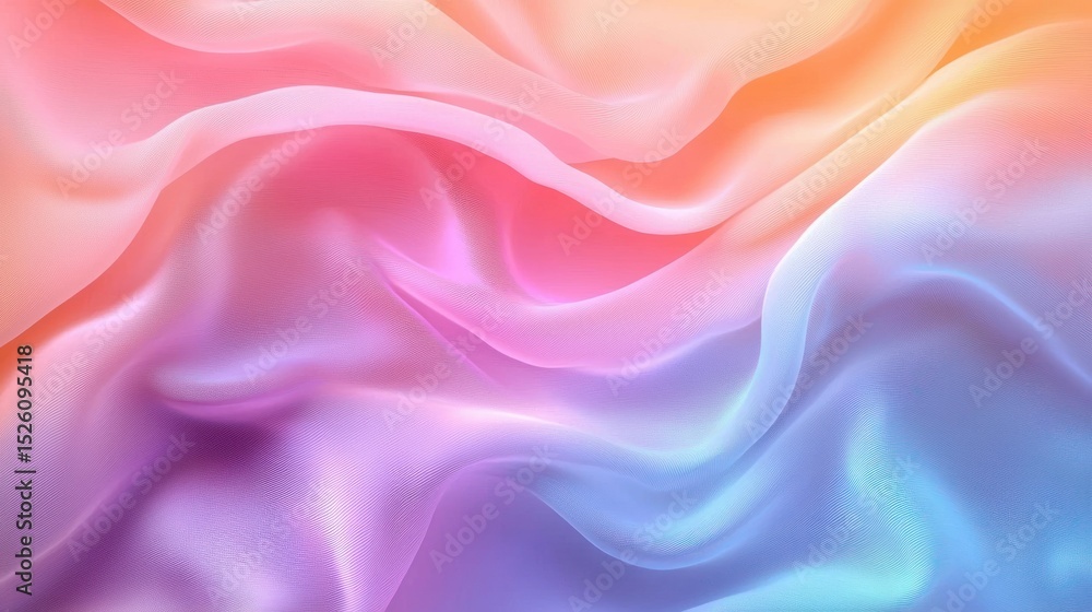 Soft flowing fabric with smooth gradients of pastel pink, purple, blue, and peach colors creating a calming and gentle visual texture Soft flowing fabric with smooth gradients of pastel pink, purple, blue, and peach colors creating a calming and gentle visual texture