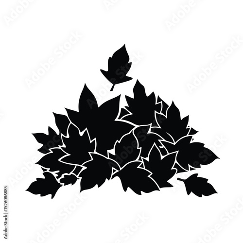 Pile of autumn leaves on the ground vector silhouette