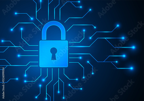 Cyber security digital background. Network technology hacker concept. Design for lock protect guard data system wireless wifi  cloud.