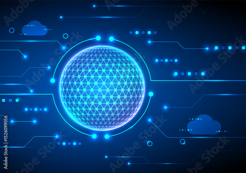 Digital technology background. Network cloud concept. Design for online data system wireless wifi map world.