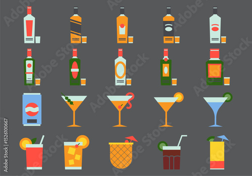 Minimal Flat Cocktail Drinks Element