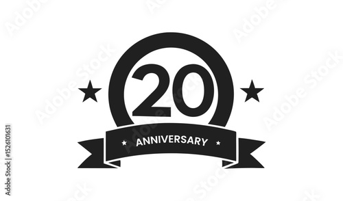 20th anniversary celebration badge design graphic
