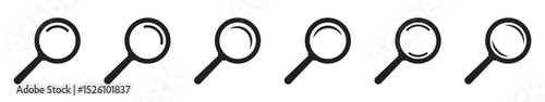 Search icons set. Magnifying glass icon, magnifier icon.