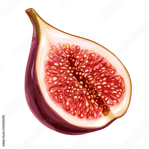 2D flat Figs Slice vector illustration, isolated on a white background.