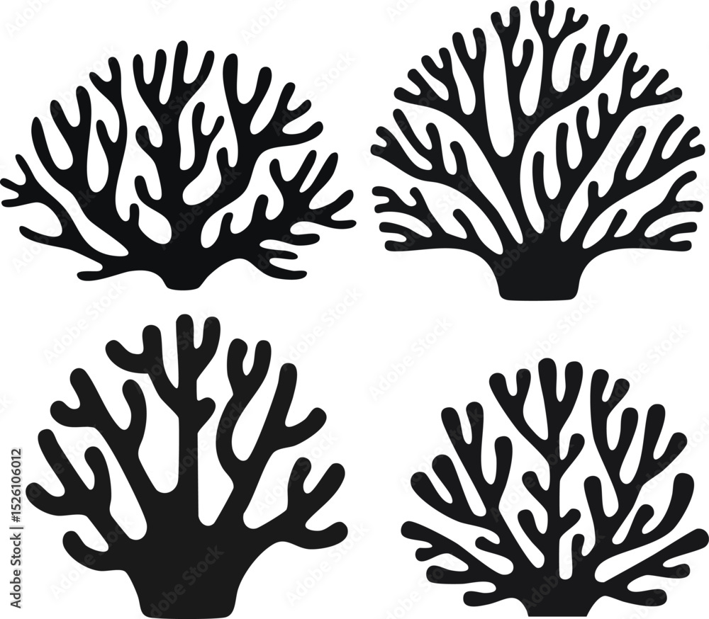 black coral sea silhouette vector illustration black coral sea silhouette vector illustration