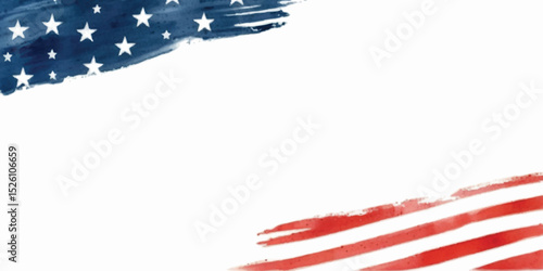 American Flag Abstract: Patriotic artistry showcased with brush strokes of the American flag, where red stripes and starry blues dance together, invoking a sense of unity and national pride.