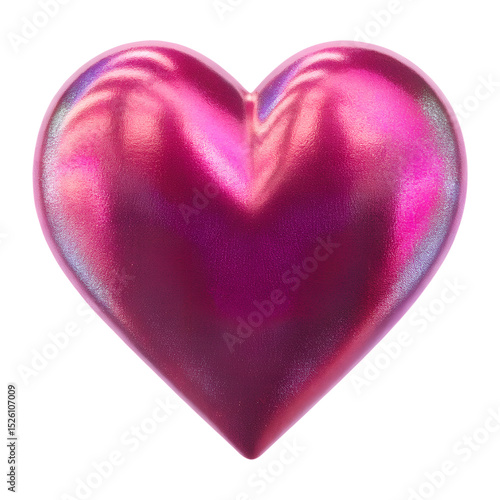 Wallpaper Mural Glamorous Pink Purple 3D heart shaped object with foil glitter, glowing sparkle metal texture, luxury design, macro, close-up, isolated on transparent background, cutout, clipart, png. Torontodigital.ca
