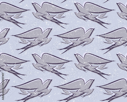 Seamless blue background with swallows.