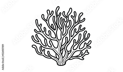 Simple line drawing of a sea fan coral