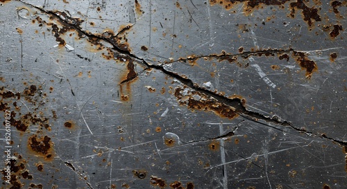 Rusty cracked industrial surface showing wear from heavy use and exposure