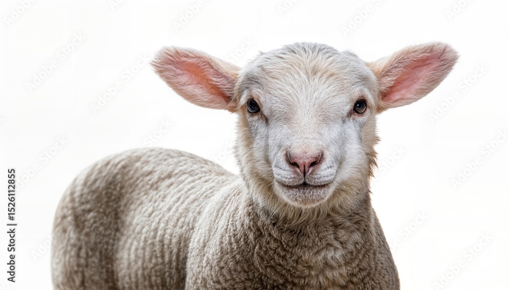 Fototapeta premium Cute White Lamb on Transparent Background Delightful Pureness Amidst Airy Simplicity, Perfect for Digital Art, Home Decor, or Design Inspiration.
