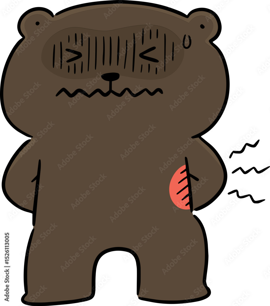 Fototapeta premium Illustration of bear got backache 