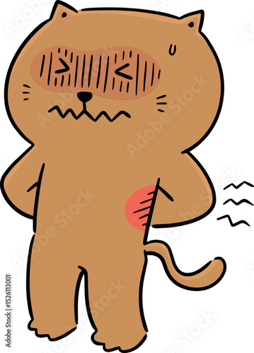 Illustration of cat got backache
