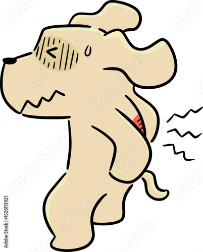 Illustration of dog got backache
