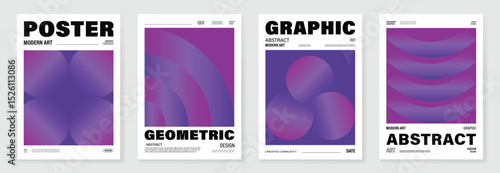 Modern gradient poster background vector set. Cover template with vibrant perspective geometric prism shapes. Ideal design for social media, cover, banner, flyer. 