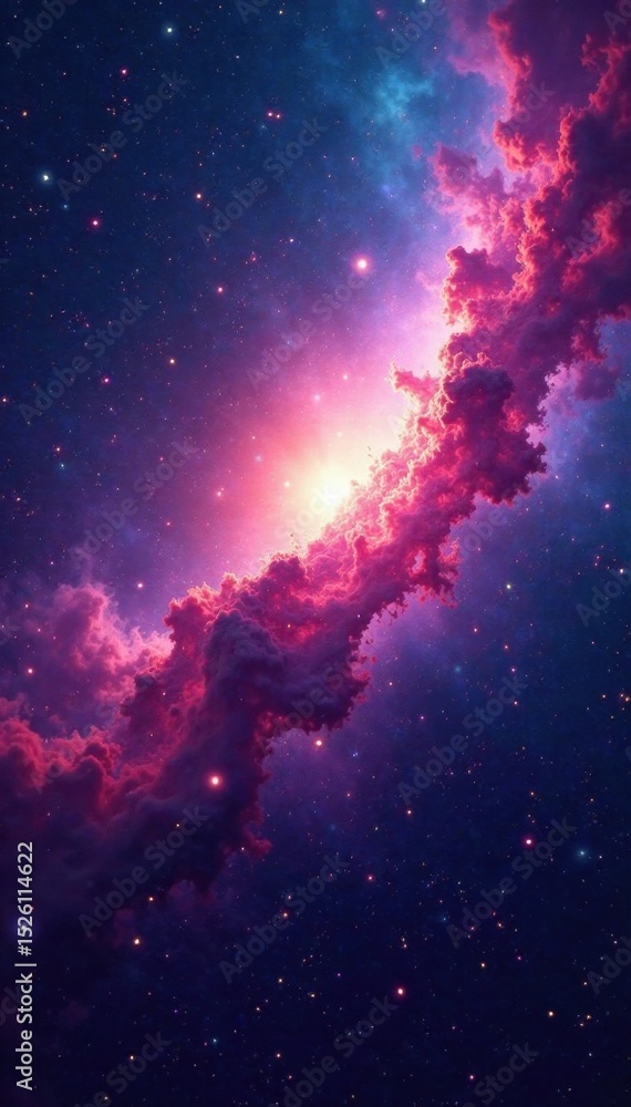 Fototapeta premium Vibrant nebula, swirling galaxies, cosmic dust , blue, red