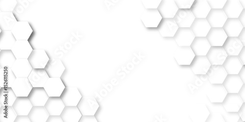Abstract hexagon white background with shadow .white background Futuristic blue neon honeycombs. Modern technology design. Vector illustration.	