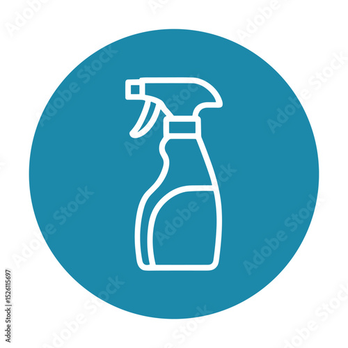Cleaning spray bottle icon on blue. Icon symbol illustration