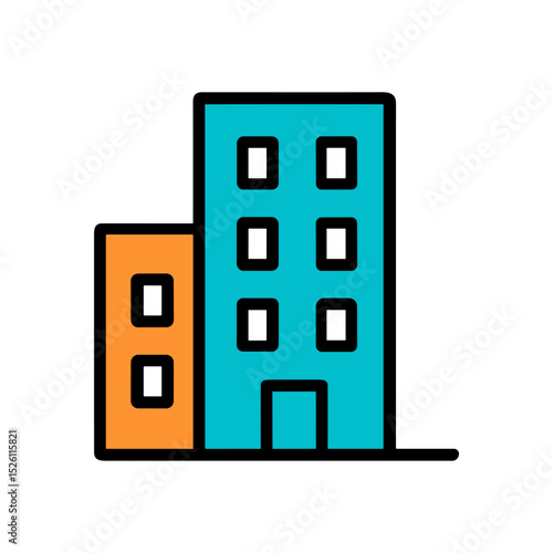 Colorful Minimalist Office Building Illustration. Icon symbol illustration