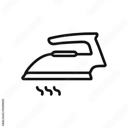 Hot clothes iron emitting steam. Icon symbol illustration