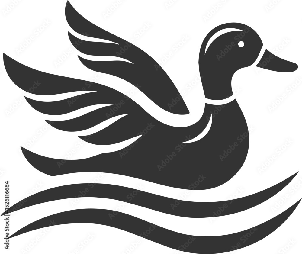 Obraz premium Bird silhouette of a duck vector illustration