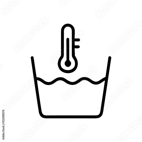Thermometer measures liquid in container. Icon symbol illustration