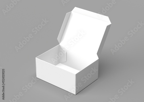Open White Cardboard Box Mockup on Gray Background