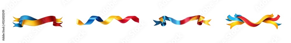 Obraz premium set of Multicolored ribbons in a flowing design. isolated on transparent background