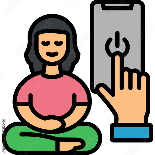 Digital Detox lineal color icon