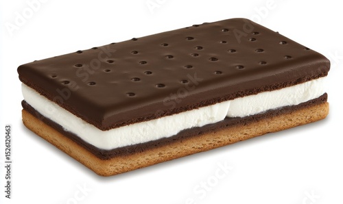 Chocolate ice cream sandwich, vanilla filling, studio shot, dessert food photography