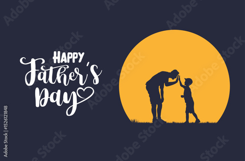 Happy Father's Day with dad and children - fathers day Vector - Happy Father's Day. 