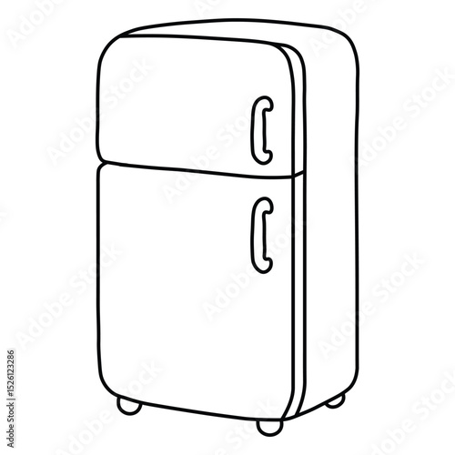 Refrigerator Coloring Page – Simple Kitchen Appliance Illustration for Kids