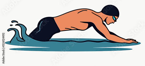 A stylized vector illustration of a competitive swimmer beginning a stroke, a dynamic and modern graphic perfect for sports logos, fitness apps, or swim clubs.

