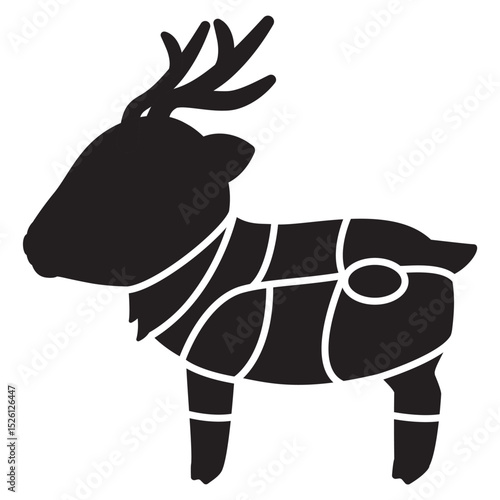 鹿肉の部位のシルエットイラスト