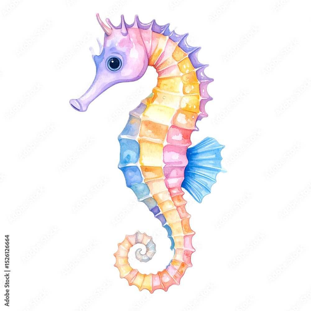 Fototapeta premium Watercolor illustration of colorful Seahorse
