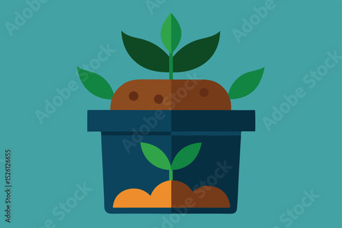 Leaf Compost System Concept – Sustainable Organic Waste Recycling Illustration