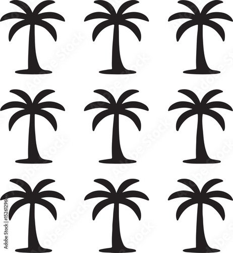 Seamless Pattern of Simple Palm Trees