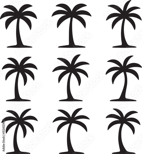 Seamless Pattern of Simple Palm Trees