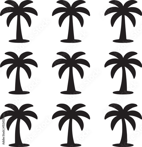 Seamless Pattern of Simple Palm Trees