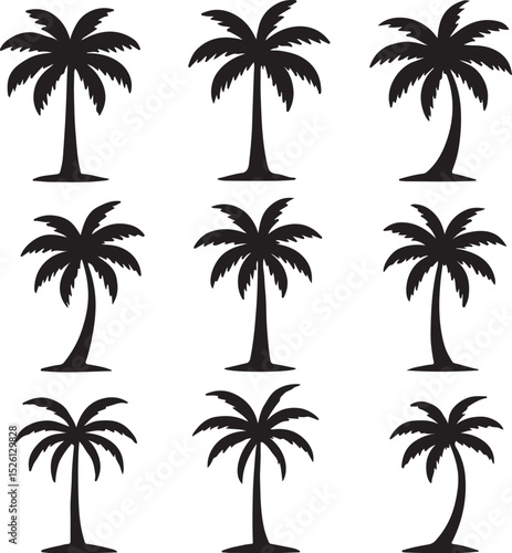 Seamless Pattern of Simple Palm Trees