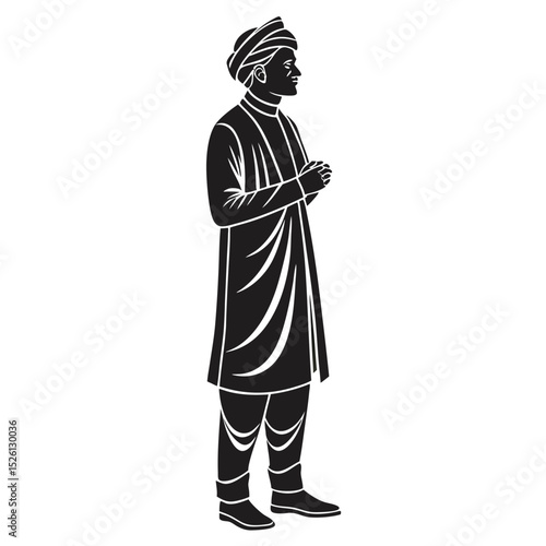 Traditional Bengali Man Standing Silhouette