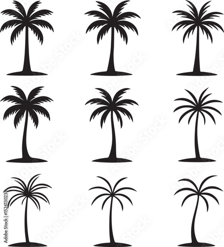 Seamless Pattern of Simple Palm Trees