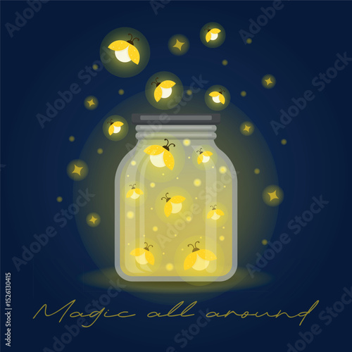 Firefly jar. Isolated vector illustration